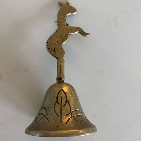 Vintage Brass Etched Horse Bell 4 and 3/4 inch - Picture 2 of 5